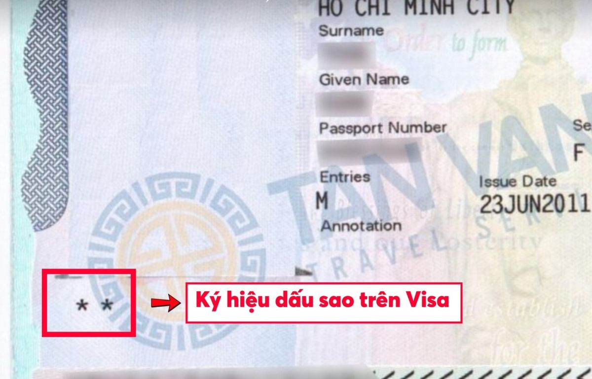 dấu sao trên visa mỹ